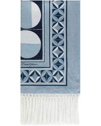 Dolce & Gabbana Fringe-detail Beach Towel - Blue