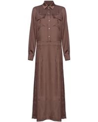 Pinko - Long-Sleeve Satin Maxi Dress - Lyst