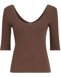 Brunello Cucinelli - Stretch Cotton Ribbed Jersey T-Shirt With Monili - Lyst