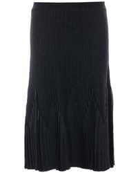 Elisabetta Franchi - Pleated Knitted Midi Skirt - Lyst