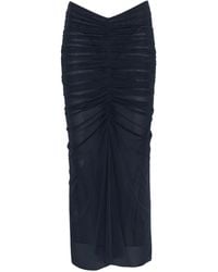 Mugler - Mesh Midi-Rok Met Ruches - Lyst