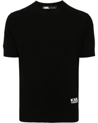 Karl Lagerfeld - Logo-intarsia Knitted Top - Lyst