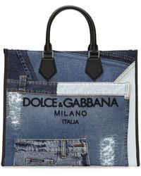 Dolce & Gabbana - Logo-embroidered Denim-patchwork Tote Bag - Lyst