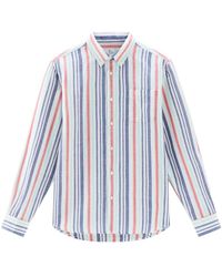 Woolrich - Striped Linen Shirt - Lyst