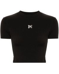 Palm Angels - Monogram-embroidered Cropped T-shirt - Lyst