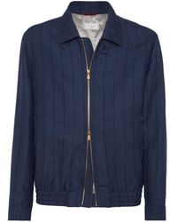 Brunello Cucinelli - Striped Zip-up Jacket - Lyst