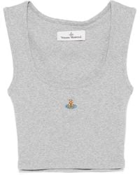 Vivienne Westwood - Ribbed Scoop Neck Orb Top - Lyst