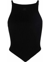 Courreges - Ribbed Knit Tank Top With Mesh Tips - Lyst