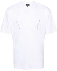 Giorgio Armani - Logo-embroidered Cotton T-shirt - Lyst