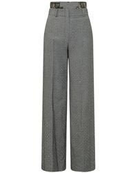 Lace Trimming Pattern ACTUALEE Herringbone Lace-Trim Top in Gray | Lyst