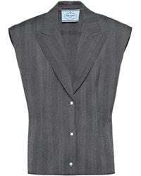 Prada - Spencer Met Krijtstreep En Enkele Rij Knopen - Lyst