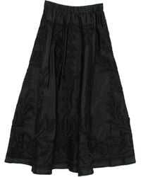 P.A.R.O.S.H. - Embroidered-Flowers A-Line Midi Skirt - Lyst