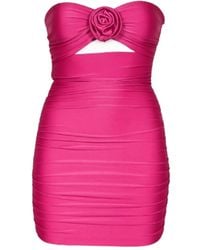 ROOM76 - Strapless Rose-Detail Mini Dress - Lyst