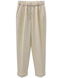 Peserico - Pantalon À Taille Élastiquée Et Ourlets À Revers - Lyst