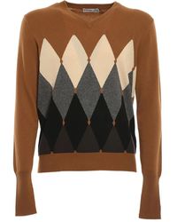 Ballantyne - Diamond-pattern V-neck Sweater - Lyst