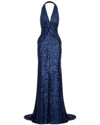 ROSERRY - Sequin-Embellished Halterneck Maxi Dress - Lyst
