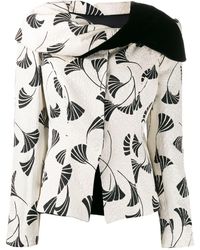 Giorgio Armani Chaqueta con motivo floral y cuello drapeado 1990 - Blanco