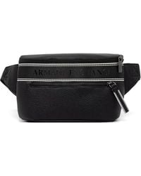 ARMANI EXCHANGE - Logo-Tape Pebbled-Effect Belt Bag - Lyst