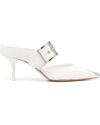 McQueen - Chalk Leather Hardware Mules - Lyst