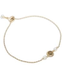 Guess - Faux-Pearl Logo-Plaque Bracelet - Lyst