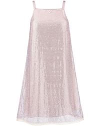 Prada - Robe Courte En Résille À Ornements Strassés - Lyst