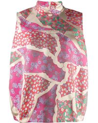 Marni Top brocado con cuello alto - Rosa