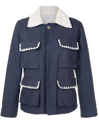 Isolda - Chaqueta con cuello de pelo y botones - Lyst