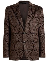 Etro - Single-Breasted Cotton Jacket With Crystals And Damask Motif - Lyst