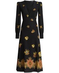 Etro - Embroidered Long-sleeve Silk Dress - Lyst