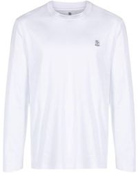 Brunello Cucinelli - Logo-embroidered Cotton T-shirt - Men's - Cotton - Lyst