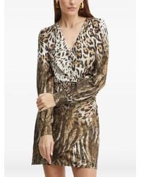 Guess - Mini-Jurk Met Dierenprint En Lange Mouwen - Lyst