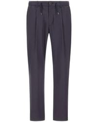 Herno - Dyed And Waterproof Stretch Cotton Trousers With Elasticated Waistband - Lyst