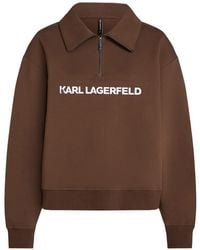 KARL LAGERFELD - Logo-Print Quarter-Zip Sweatshirt - Lyst