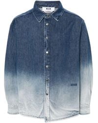 MSGM - Logo-embroidered Cotton Shirt - Lyst