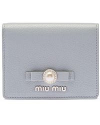 Miu Miu Small Madras Leather Wallet - Grey
