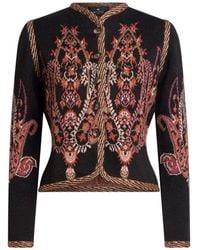 Etro - Wool-Blend Jacquard Cropped Cardigan With Paisley Motif - Lyst