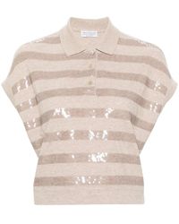 Brunello Cucinelli - Sequin-embellished Cotton Polo Shirt - Lyst