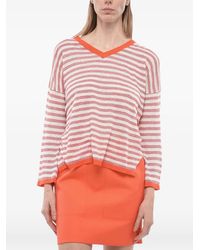 Whyci - Striped V-Neck Sweater - Lyst