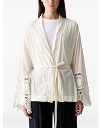 ViCOLO - Crochet-Trim Belted Kimono Coat - Lyst