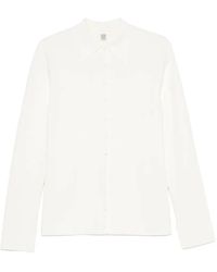 TOTEME - Compact-Knit Buttoned Cardigan - Lyst