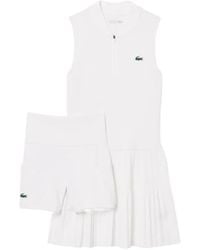 Lacoste - Vestido Corto Sin Mangas Con Pliegues - Lyst