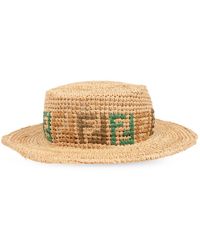 Fendi - Sombrero de rafia con monograma - Lyst