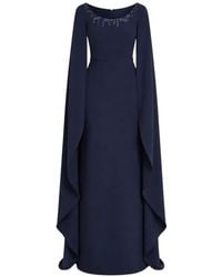 Safiyaa - Crystal-Embellished Cape-Sleeve Maxi Dress - Lyst