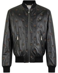 Philipp Plein - Embroidered Nappa Leather Bomber Monogram Jacket - Lyst