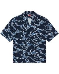KENZO - Wave-Print Short-Sleeve Shirt - Lyst