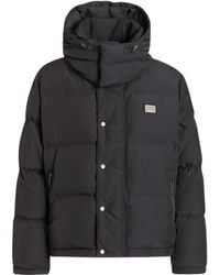 Dolce & Gabbana - Plaque Hooded Down Jacket - Lyst