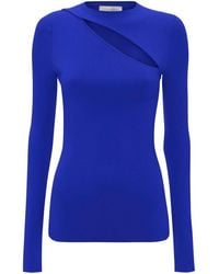 Victoria Beckham - Cut-out Ribbed Long-sleeve Top - Lyst