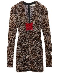 Blumarine - Leopard-Print Ruched Mini Dress - Lyst