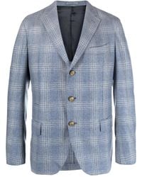 Eleventy - Check-Pattern Single-Breasted Blazer - Lyst