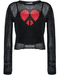 Moschino Jeans - Heart-motif Pointelle-knit Jumper - Lyst